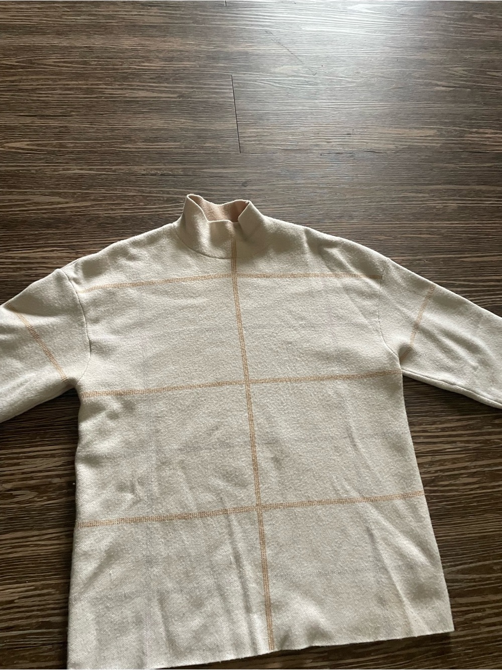 Women’s Anthropologie Cream Grid-Detail Neck Sweater